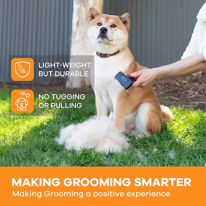 Deshedding Dog Brush for Short/Medium Hair (Small,Red) – Gentle Deshedding Tool for Dogs & Cats – Reduces Shedding, Without damaging Topcoat. Removes Loose Fur & Dead Undercoat.