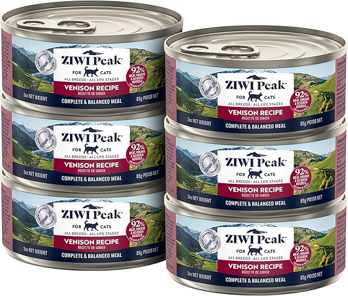 ZIWI Peak Wet Cat Food – All Natural, High Protein, Grain Free, Limited Ingredient, with Superfoods (Venison, Case of 6, 3oz Cans)