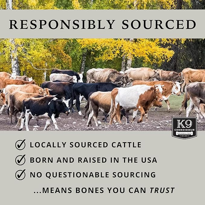 K9 Connoisseur Dog Bones Made in USA for Large Breed Aggressive Chewers All Natural Long Lasting Meaty Mammoth Marrow Filled Bone Chew Treat Best for Dogs Over 50 Pounds (4 Pack)