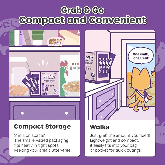 Choolip Squeeze Vita Stick Lickable Cat and Dog Treats, 49-Count Joint Support Variety Pack, Chicken and Salmon with MSM, Green-Lipped Mussel and Vitamin E