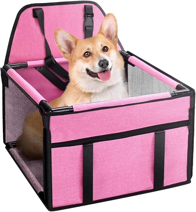 Small Dog Car Seats for Small Dogs,Portable Puppy/Pet Car Booster Seat with Clip-On Leash and Mesh Window for Small Pet Up to 11 lbs