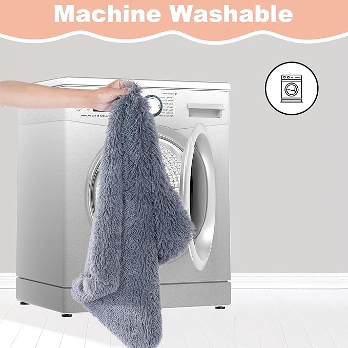 Bedfolks Waterproof Dog Crate Pad, Extra Large Faux Fur Dog Bed, Washable Kennel Bed 41"x27", Dark Grey