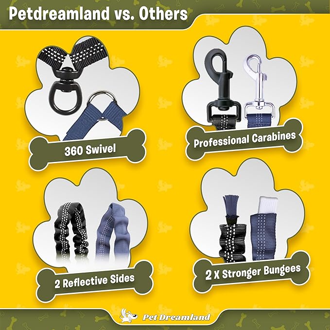 Pet Dreamland Exquisite Double Dog Coupler No Tangle Swivel for Two Large Dogs. Premium Quality Attachment for Easy Dog Walking. You Will Absolutely Love This Amazing Gear (Black & Green)