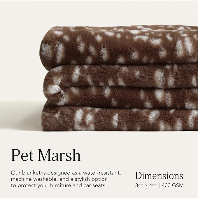 UnHide Lil’ Pet Marsh – Faux Fur Pet Blanket – Extra Soft, Lightweight, Washable Dog Blanket – Comfort and Protection for Couch, Crate, or Bed – Deer