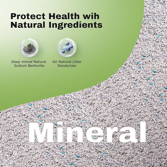 Bentonite Litter Sodium Mineral Cat Litter Clumping, Odor Control Kitty Litter for Self Cleaning Box & Automatic Litter Box, Dust Free, Strong Durability, 20 lb