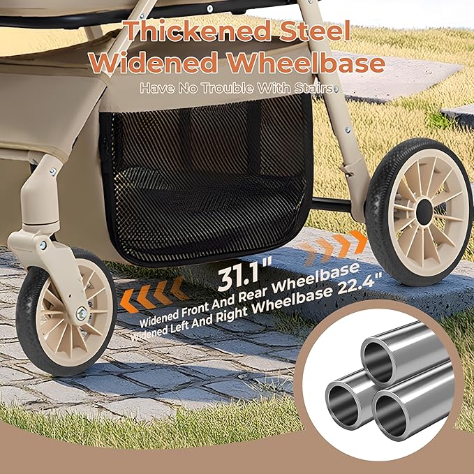 3 in 1 Pet Stroller with Removable Carrier, Foldable Pet Carrier for Small/Medium Dogs and Cats Up to 55 Lbs, 4 Wheels, Car Seat, One Click Folding Stroller for Travel & Outdoor