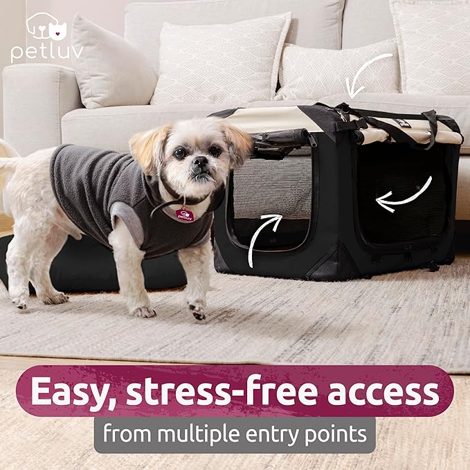 Cat & Dog Pet Carrier, Soft-Sided, Large 24"x16"x16", Fits Large Cat, 2 Cats, or Medium Dog Comfortably, Great for Travel & Vet Visits, Privacy Windows, Removable Bed, Locking Zippers, Foldable