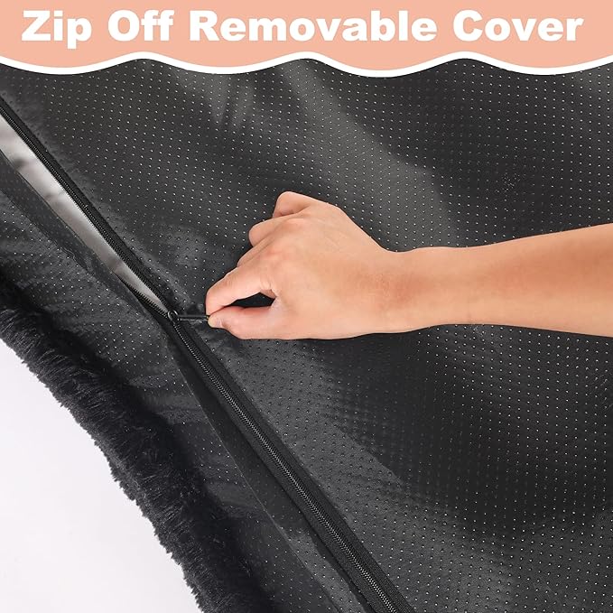 Bedfolks Waterproof Dog Crate Pad, Plush Washable Dog Kennel Bed - 35"x23", Black