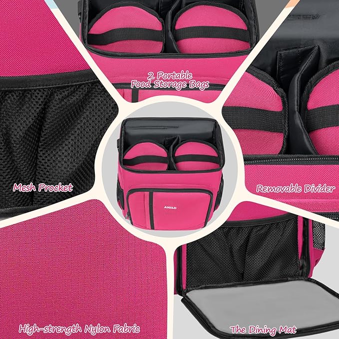 ANILD Dog Travel Backpack - Airline Approved Double-layer Pet Travel Bag Accessories with 2 Food Storage Bag and 2 Foldable Silicone Bowls for Hiking & Camping