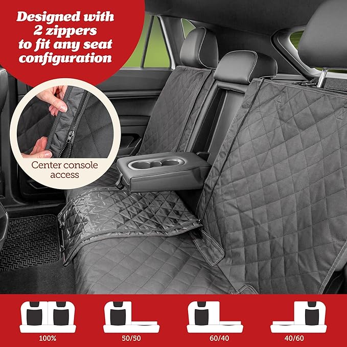 Lusso Gear Dog Car Seat Cover - Waterproof Non-Slip Car Back Seat Protector - Rear Car Seat Cover for Dogs - Universal Fit for Sedans Trucks SUVs - Scratchproof Backseat Car Cover - Machine Washable