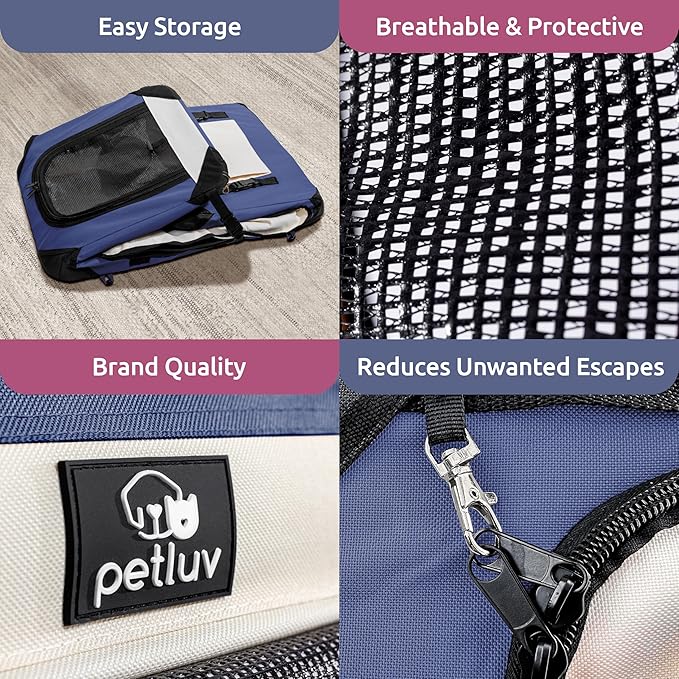 Cat & Dog Pet Carrier, Soft-Sided, Medium 20"x13"x13" Fits Most Cats or Small Dog, Comfortable for Travel & Vet Visits, Privacy Windows, Removable Plush Bed, Locking Zippers, Folds Flat