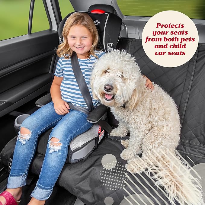 Lusso Gear Car Seat Cover & Protector for Dogs - Non-Slip Waterproof Seat Covers for Trucks & Cars - Universal Fit Dog Backseat Protector - Machine-Washable Pet Travel Accessories - Gray, Large