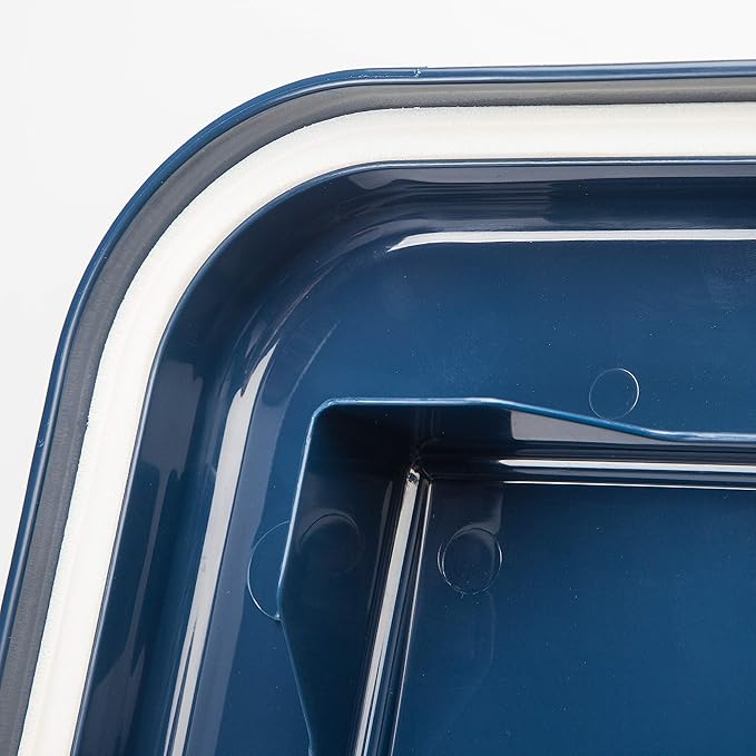 IRIS USA Airtight Pet Food Storage Container, Up to 54 lbs, Attachable Wheels, For Dog Cat Bird and Other Pet Food Storage Bin, Keep Fresh, Easy Mobility, BPA Free, Navy/Pearl