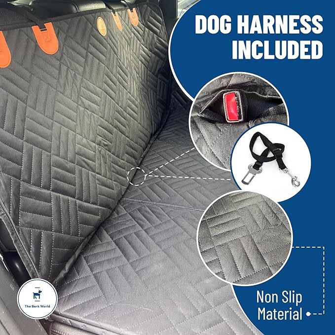 Dog Backseat Extender with Hard Bottom – Waterproof Pet Travel Platform - Nonslip Rear Seat Cover - Car Hammock Bed for Cars SUVs & Small Trucks