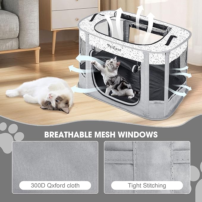 Portable Cat Playpen Dog Crate, Foldable Pet Cage for Rabbit Puppy Hamster, Indoor/Outdoor Cats Enclosure Cages Tent