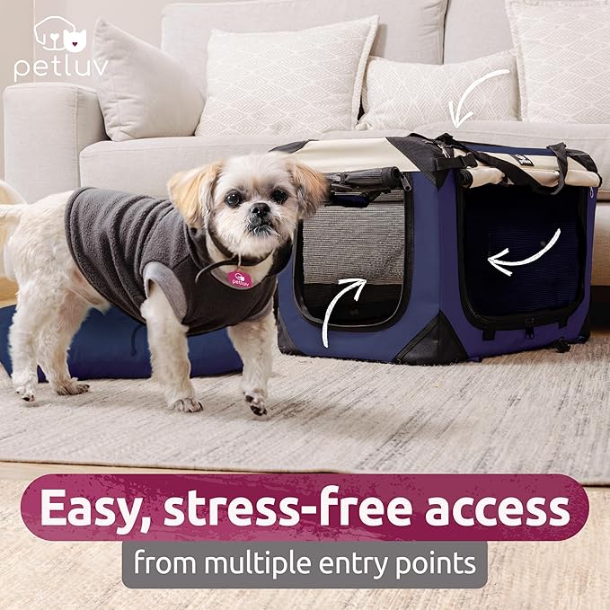 Cat & Dog Pet Carrier, Soft-Sided, Large 24"x16"x16", Fits Large Cat, 2 Cats, or Medium Dog Comfortably, Great for Travel & Vet Visits, Privacy Windows, Removable Bed, Locking Zippers, Foldable