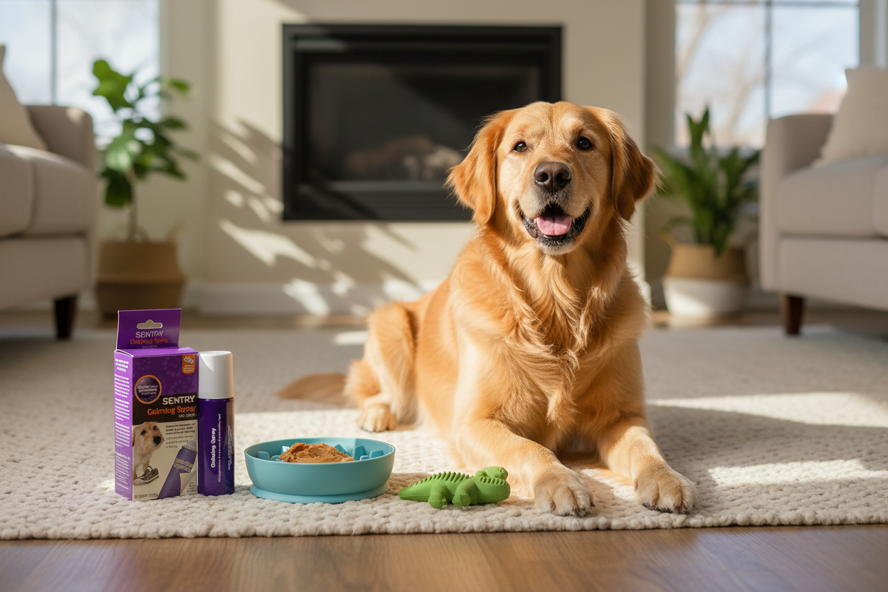 Dog with Calming Kit